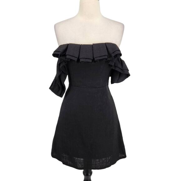 Polly Off Shoulder Mini Dress Black Size XS - Picture 2 of 7